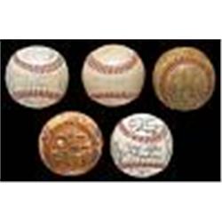 Lot of Five Vintage Team Signed Baseballs w/ Aaron, Reese, Lemon (5) (JSA)