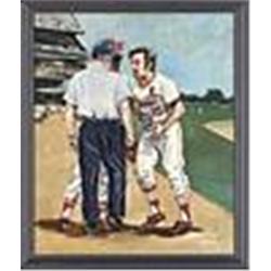 1974 Framed St. Louis Cardinals Oil Painting w/ Tim McCarver