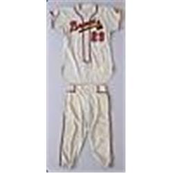 1957-58 Carl Willey Milwaukee Braves Game-Used Road Flannel Jersey & Pants (2)