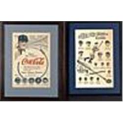 1910s-1940s Framed Coca-Cola & Louisville Slugger Advertisements w/ Babe Ruth, Gehrig, Foxx, Ott