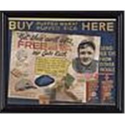 1930s Framed Puffed Wheat & Rice Babe Ruth Cardboard Advertising Sign
