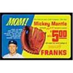 1950s Armour Franks Baseball Glove Mickey Mantle Cardboard Advertising Sign