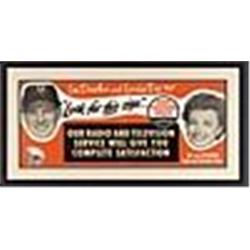 Circa 1952 Framed Sylvania Tubes Leo Durocher & Laraine Day Advertising Sign