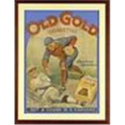 Circa 1920s Framed Old Gold Cigarettes Baseball Themed Die-Cut Cardboard Display