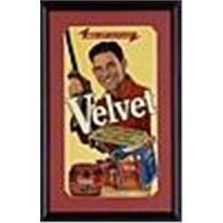Circa 1940s Framed Velvet Tobacco Mel Ott Cardboard Advertising Sign