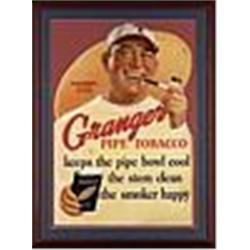 Circa 1930s Framed Granger Pipe Tobacco Homer Norton Texas A&M Die-Cut Cardboard Display