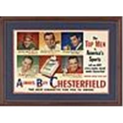 1949 Framed Chesterfield Joe DiMaggio, Ben Hogan & Others Advertisement
