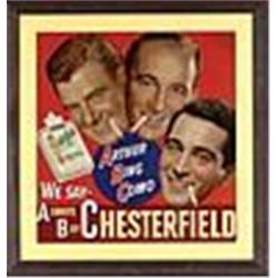 1947-1950 Framed Chesterfield "Arthur, Bing, Como" Cardboard Advertising Sign