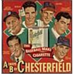 1948 Framed Chesterfield Ted Williams, Stan Musial, Joe DiMaggio Cardboard Advertising Sign