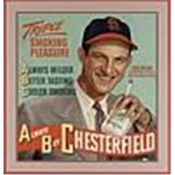 Circa 1948 Framed Chesterfield Stan Musial Cardboard Advertising Sign