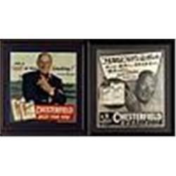1950s Framed Chesterfield Leo Durocher & Lefty O'Doul (Japan) Advertising Signs (2)
