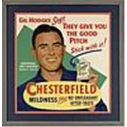 Circa 1955 Framed Chesterfield Gil Hodges Brooklyn Dodgers Cardboard Advertising Sign