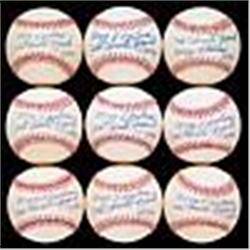 Nine Phil Rizzuto Autographed "Merry Christmas" Baseballs w/ Handwritten Note From Rizzuto (9) (JSA)