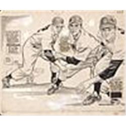 1952 Original Willard Mullin "NY Yankees Pitchers" Cartoon