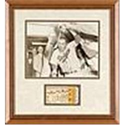 1955 Framed Brooklyn Dodgers Game 7 World Series Ticket Display