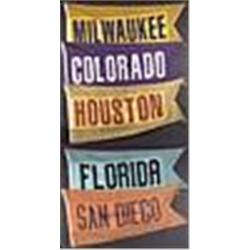 Lot of Five 2000-01 City Name Team Flags From Wrigley Field (Team Letters) (5)