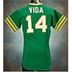 1975 Vida Blue Oakland Athletics Game-Used & Autographed Green Knit Road Jersey (JSA)