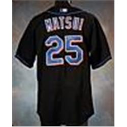2004 Kaz Matsui Rookie New York Mets Game-Used & Autographed  Black Alternate Jersey (JSA)