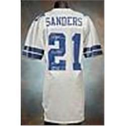 1995 Deion Sanders Dallas Cowboys Game-Used & Autographed White Mesh Jersey (JSA) (Championship Seas