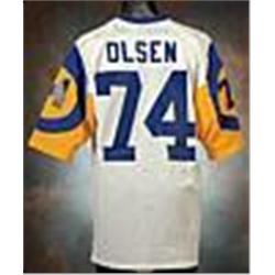 Mid 1970s Merlin Olsen Los Angeles Rams Game-Used & Autographed White Mesh Jersey (JSA)