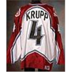 1996 Ewe Krupp Colorado Avalanche Stanley Cup Finals Game-Used Home White Mesh Jersey