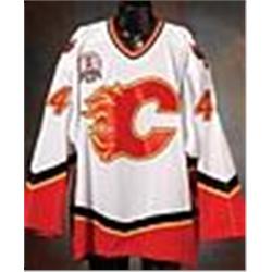 2004 Rhett Warrener Calgary Flames Stanley Cup Finals Game 7 Game-Used White Air-Knit Jersey (Team L