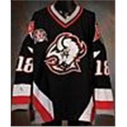 1999 Michal Grosek Buffalo Sabres Stanley Cup Finals Game-Used Black Road Air-Knit Jersey (Team Lett