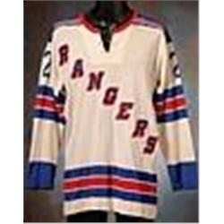 1960s Don Marshall New York Rangers Game-Used White Durene Tie-Down Jersey