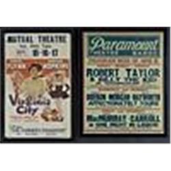 1940 & 1941 Two Framed Vintage Western Movie Window Cards w/ Errol Flynn (2)