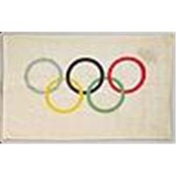 Lee Evans Autographed Olympic Flag (JSA)