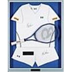 7/1/06 Framed Martina Navratilova Wimbeldon Used Tennis Racket & Worn Shirt with Shorts Set (3) (Pri