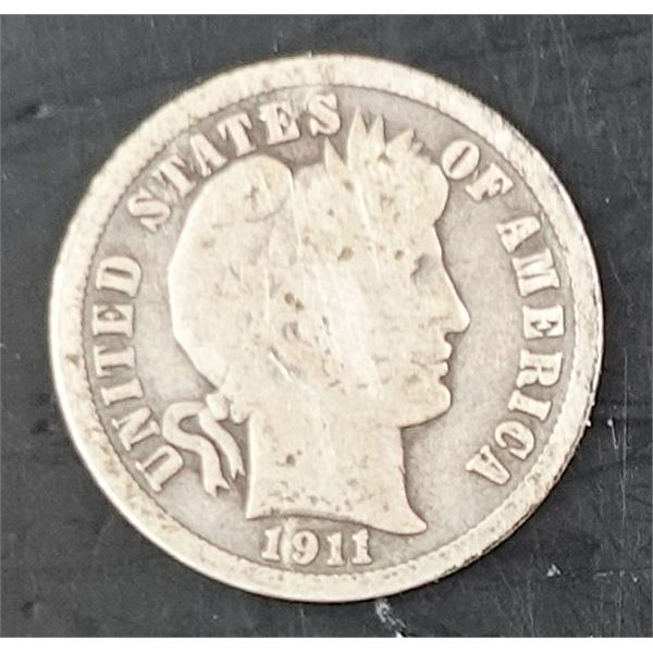 1911, 1911-S and 1911-D Barber Dimes
