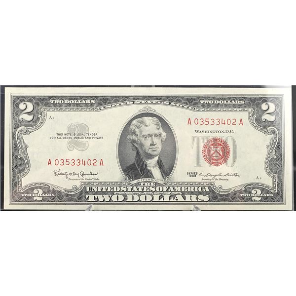 (3) 1963 Red Seal $2 Notes Consecutive Seral Numbers