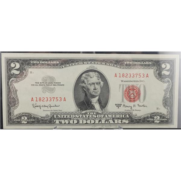 (3) 1963-A $2 Red Seal Notes Consecutive Serial Numbers