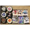 Image 1 : HOCKEY CARD LOT W/ PUCKS