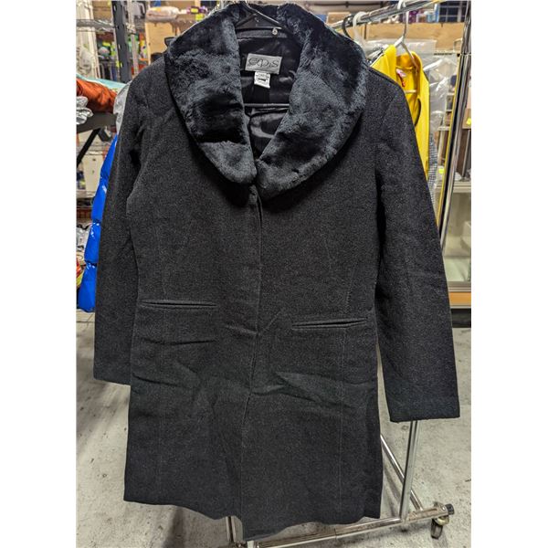 NEW LADIES FAUX FUR BLACK PEACOAT BLACK SIZE 38