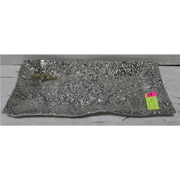 CRIMPLED ALUMINUM SERVING TRAY