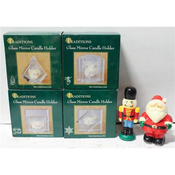 4 NEW CANDLE HOLDERS & CANDLES - ESTATE