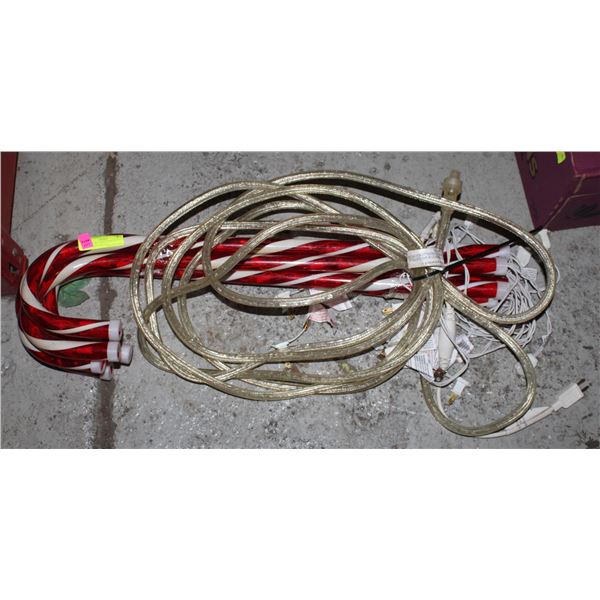 5 OUTDOOR CANDY CANE LIGHTS & ROPE LIGHT - ESTATE
