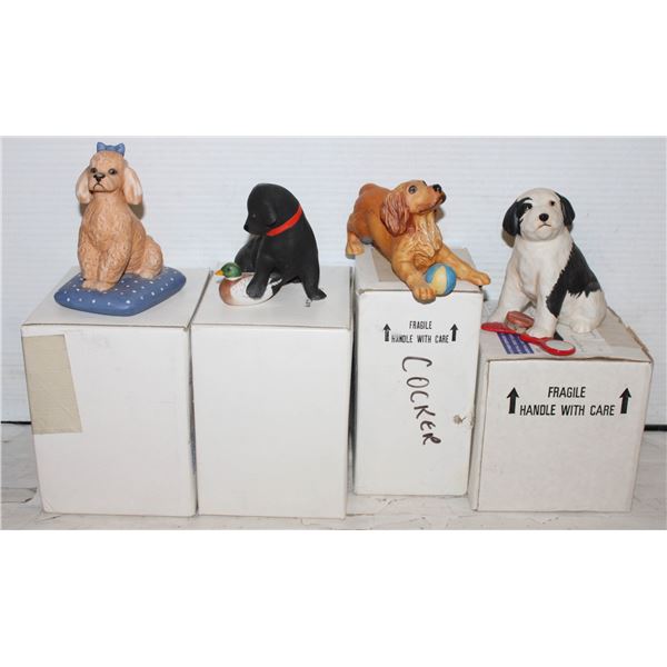 4 FRANKLIN MINT DOG COLLECTABLES WITH BOXES