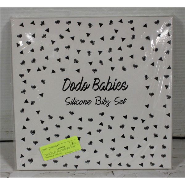 DODO BABIES, SILICONE BIB AND PACIFIER STRAP SET
