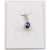 Image 1 : #227-NATURAL PURPLE AMETHYST & CZ PENDANT