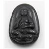 #166-NATURAL BLACK OBSIDIAN BUDDHIST PENDANT