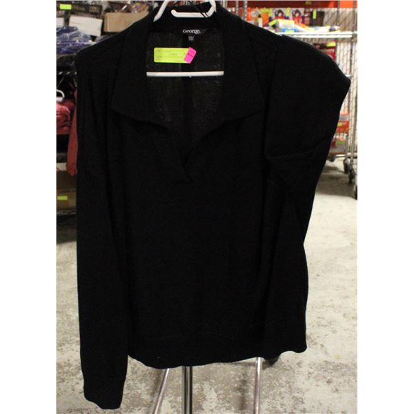 LADIES BLACK COTTON SWEATER 2XL