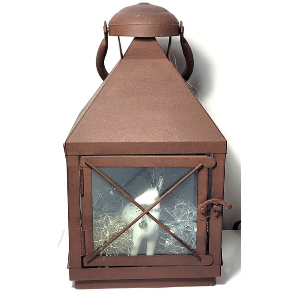 29) BRONZE COLORED LANTERN , STANDS 11" TALL BY