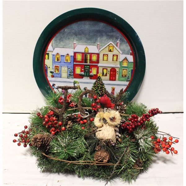 JOY CENTER PIECE WITH CHRISTMAS TRAY