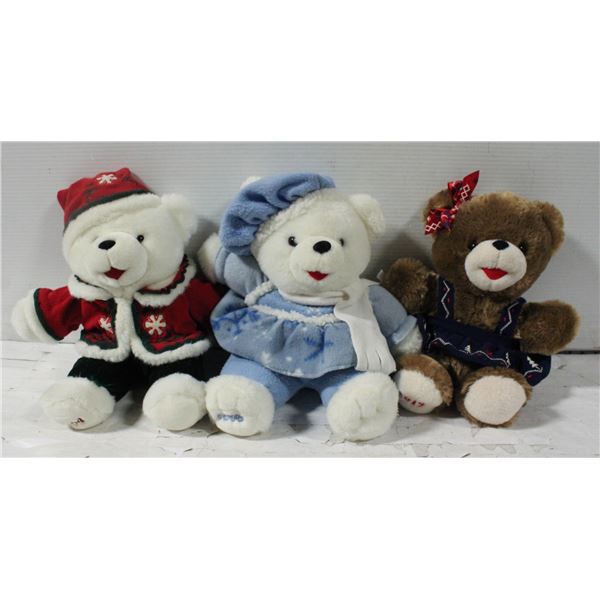 3 MEDIUM YEARLY CHRISTMAS TEDDY BEARS 2004, 2008