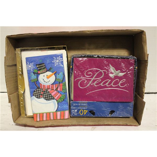 2 BOXES XMAS CARDS+ SNOWMAN NAPKINS