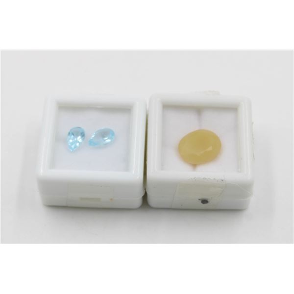 #72-SKY BLUE TOPAZ  2.18CT & YELLOW OPAL 3.90CT
