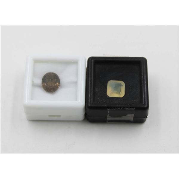 #96-NATURAL SMOKY QZ 3.88CT & OPAL 2.20CT